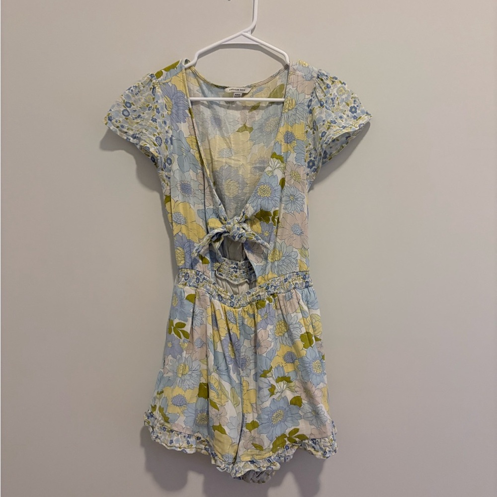 American Eagle Outfitters Blue Floral Romper